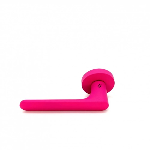 Klamka One malinowy róż na rozecie okrągłej Colombo