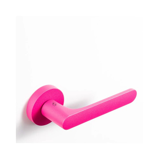 Klamka One malinowy róż na rozecie okrągłej Colombo