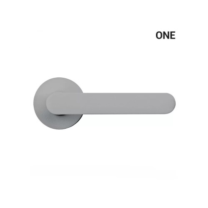 Klamka One srebro na rozecie okrągłej z rozetą na klucz Colombo