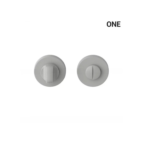 Klamka One srebro na rozecie okrągłej z rozetą na wc Colombo