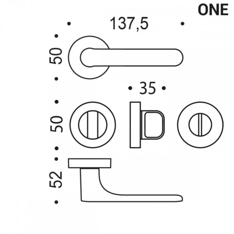 Klamka One czarna na rozecie okrągłej z rozetą na wc Colombo