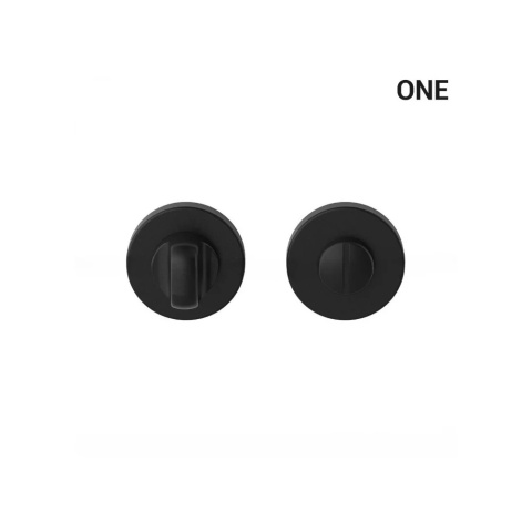 Klamka One czarna na rozecie okrągłej z rozetą na wc Colombo