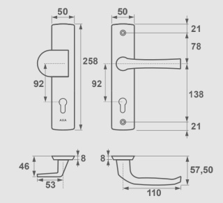Klamko Pochwyt AXA Manitoba ++ F4 stare złoto rozstaw 92 mm