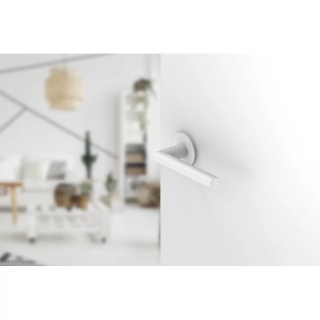 Klamka Elle Slim biała na rozecie okrągłej Corona