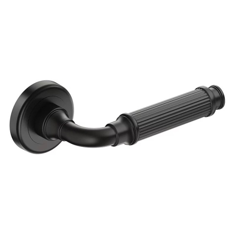 Klamka Aria R CL czarna na rozecie okrągłej Corona