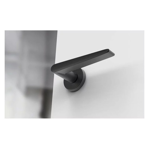 Klamka Arrow czarna na rozecie okrągłej Corona