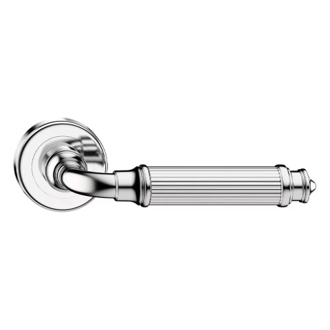 Klamka Aria R CL chrom błyszczący na rozecie okrągłej Corona