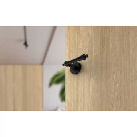 Klamka Century R CL czarna na rozecie okrągłej Corona