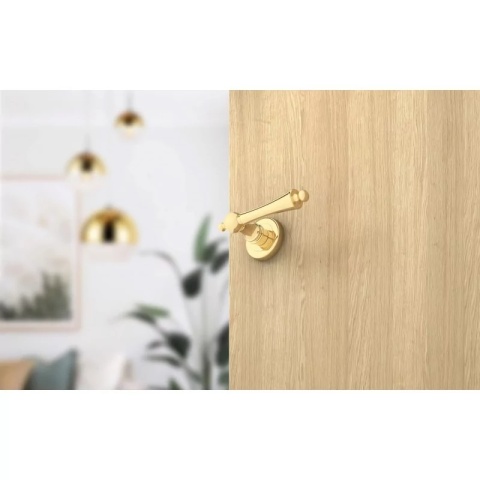 Klamka Century R CL mosiądz błyszczący PVD na rozecie okrągłej Corona