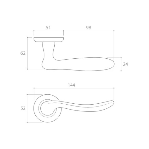 Klamka Classica R CL mosiądz błyszczący PVD na rozecie okrągłej Corona