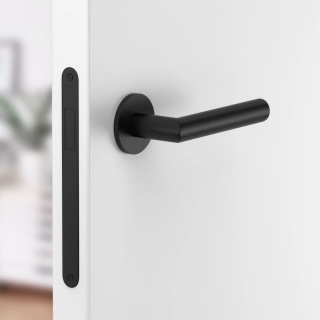 Klamka Elle Slim czarna na rozecie okrągłej Corona