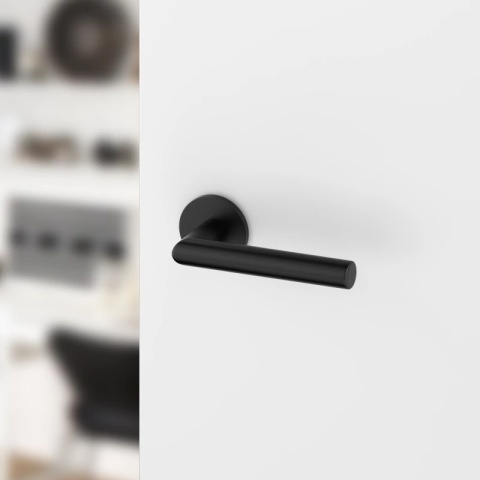 Klamka Elle Slim czarna na rozecie okrągłej Corona