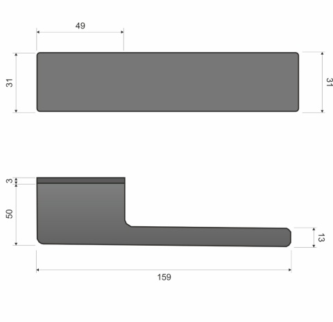 Klamka Milano RT KMNO B00/MG00 HB czarna na szyldzie prostokątnym z ukrytym kluczem Infinity Line