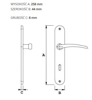 Klamka Tuluza M3 brąz grafiatto długi szyld na wkładkę rozstaw 72 mm Domino