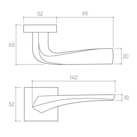 Klamka Flow biała na rozecie kwadratowej Corona