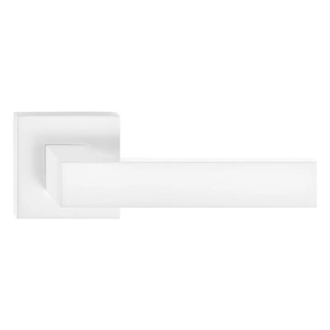 Klamka Focus biała na rozecie kwadratowej Corona