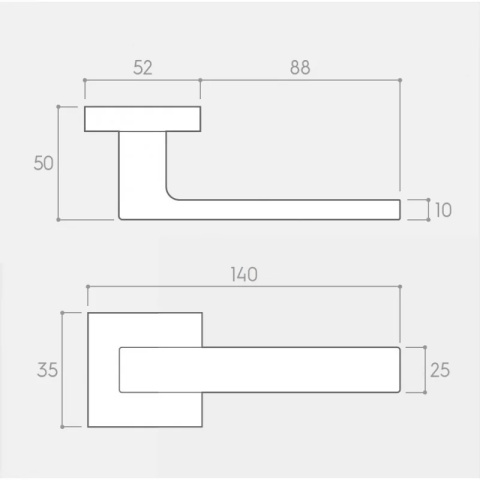 Klamka Focus biała na rozecie kwadratowej Corona