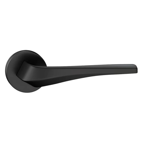 Klamka Flow czarna na rozecie okrągłej Corona