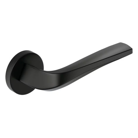 Klamka Flow czarna na rozecie okrągłej Corona