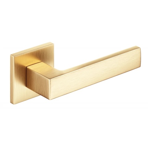 Klamka Focus Slim mosiądz matowy na rozecie kwadratowej Corona