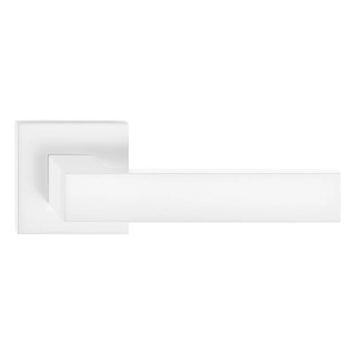 Klamka Focus Slim biała na rozecie kwadratowej Corona