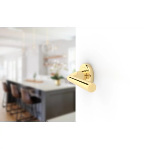 Klamka Handy R CL mosiądz błyszczący PVD na rozecie okrągłej Corona