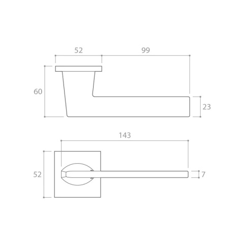 Klamka Harmony Slim chrom szczotkowany na rozecie kwadratowej Corona