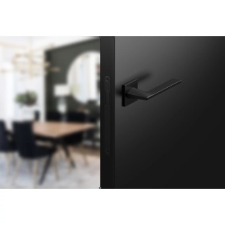 Klamka Harmony Slim czarna na rozecie kwadratowej Corona