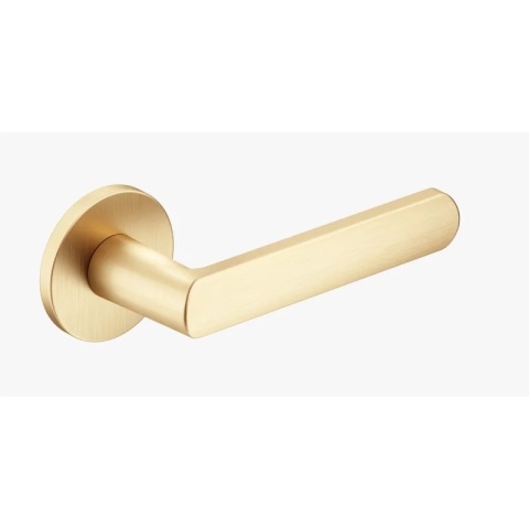 Klamka Icona R Slim mosiądz matowy na rozecie okrągłej Corona