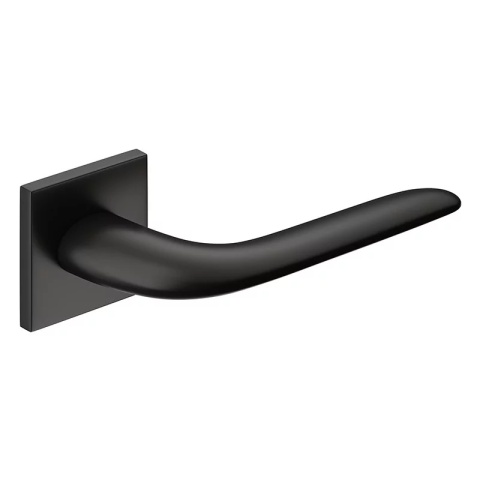 Klamka Moon Slim czarna na rozecie kwadratowej Corona