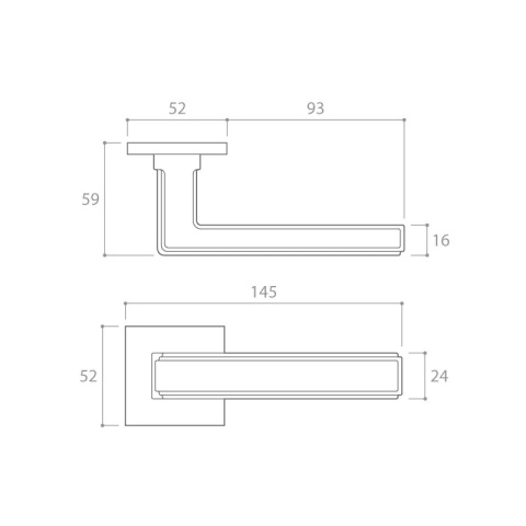 Klamka Royal Slim chrom błyszczący na rozecie kwadratowej Corona