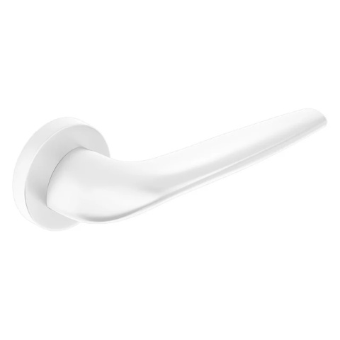 Klamka Soft biała na rozecie okrągłej Corona