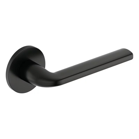 Klamka Scandi Slim czarna na rozecie okrągłej Corona