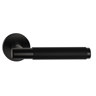 Klamka Time Slim czarna na rozecie okrągłej Corona