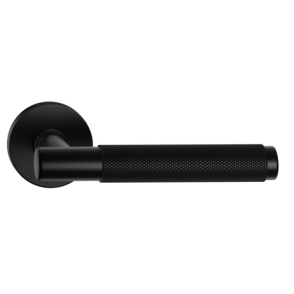 Klamka Time Slim czarna na rozecie okrągłej Corona