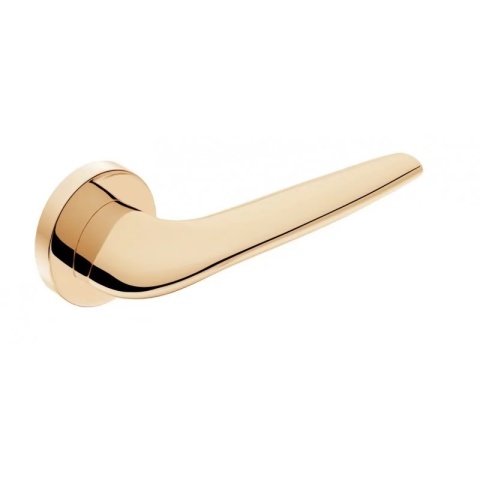 Klamka Soft mosiądz błyszczący PVD na rozecie okrągłej Corona