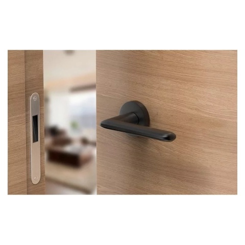 Klamka Spark czarna na rozecie okrągłej Corona