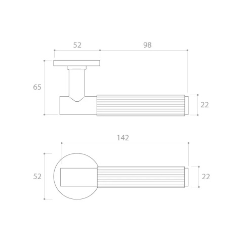 Klamka Time Linear Slim gunmetal na rozecie okrągłej Corona