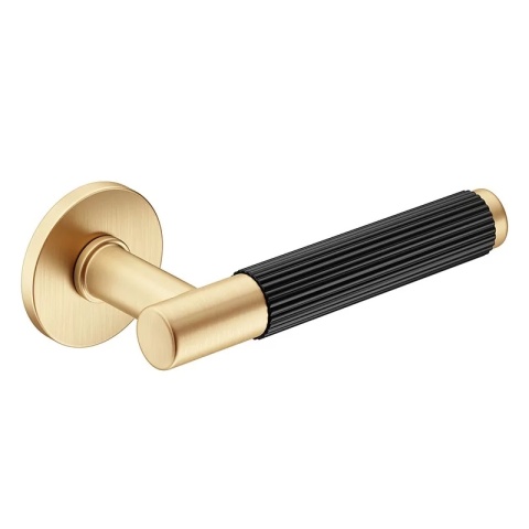 Klamka Time Linear Slim mosiądz matowy/czarny na rozecie okrągłej Corona