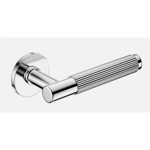 Klamka Time Linear Slim chrom błyszczący na rozecie okrągłej Corona