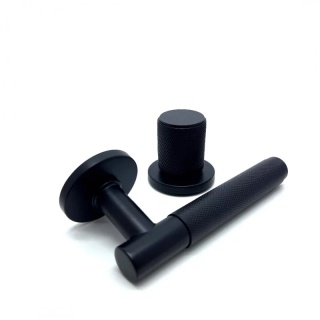 Klamko Gałka Time R Slim stała prawa czarna na rozecie okrągłej Corona