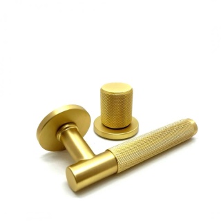 Klamko Gałka Time R Slim ruchoma prawa mosiądz matowy na rozecie okrągłej Corona