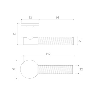 Klamko Gałka Time R Slim stała lewa mosiądz matowy na rozecie okrągłej Corona